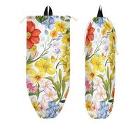 Bolsa trasera de cuerda con bolsillos con cremallera para hombre, viajes a la playa, primavera lindas flores coloridas blancas