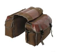 Bolsa trasera de lona para bicicleta con costuras de cuero duraderas, diseñada para viajeros y viajeros con compartimentos espaciosos y cierre de hebilla (camello)