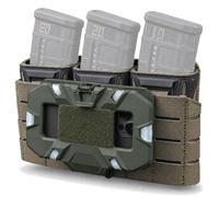 Bolsa Triple Cargador Táctica con Soporte Navegación Teléfono Plegable | Panel Adaptador MOLLE Porta Cargador 5.56 Soporte Smartphone Chaleco Pecho Equipo Modular Accesorio
