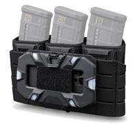 Bolsa Triple Cargador Táctica con Soporte Navegación Teléfono Plegable | Panel Adaptador MOLLE Porta Cargador 5.56 Soporte Smartphone Chaleco Pecho Equipo Modular Accesorio
