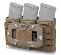 Bolsa Triple Cargador Táctica con Soporte Navegación Teléfono Plegable | Panel Adaptador MOLLE Porta Cargador 5.56 Soporte Smartphone Chaleco Pecho Equipo Modular Accesorio