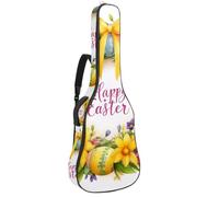Bolsa universal grande para guitarra acústica, se adapta a 40/41/42 pulgadas, bolsa impermeable con capa protectora, múltiples bolsillos, corona amarilla de feliz Pascua, multicolor, 42.9x16.9x4.7 in,