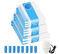 Bolsa Vacio Ropa con Bomba EléCtrica, Bomba Vacio Bolsas Ropa 8PCS(2L+3M+3S), Reutilizables Bolsas Almacenaje Ropas al Vacio Para Guardar Ropas de Cama Viajes Mudanzas