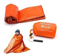 Bolsa Vivac Senderismo Portátil, Bolsa Dormir Térmica Emergencia, con Silbato Supervivencia, Equipo Supervivencia para Acampar, Senderismo, Actividades Al Aire Libre, Naranja