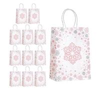 Bolsas, 12 bolsas de la compra de papel con diseño de copo de nieve, bolsas de tote con asas, bolsas para dulces, bolsas de la compra, bolsas reutilizables para fiestas y vacaciones