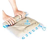 Bolsas al Vacio Aspiradora Rollo Para Guardar Ropa para Viajes, AOBETAK Bolsas de Almacenaje al Vacio,No Se Necesita Vacío ni Bomba,Cremallera Doble,4 Pequeñas + 4 Grandes Vaaccum Bags