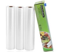 Bolsas al vacío gaufrés Pack de 3 rollos 20 x 500 cm, bolsas al vacío gaufrés COMMERCIAUX para ahorrador de comida al vacío cocina y hogar, approbation de la FDA y BPA gratis 3 rouleaux 28x500cm