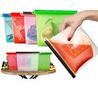 Bolsas alimentos reutilizables hechas silicona lavable vacío, perfectas para almacenar carne fresca sopa de frutas y verduras completamente selladas puede utilizar para microondas congelar conservar