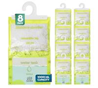 Bolsas antihumedad armarios carSIbre - Pack 8 de alta capacidad (3,2 kg en total) - 400 g por bolsa con depósito XL 1 L - Deshumidificador colgante para ropa y armarios, sin fragancia