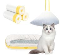 Bolsas Arenero Gatos XXL, Bolsas para Desechos de Gatos Antidesgarro con Cordón, Bolsa para Caja de Arena Gatos, Resistentes a Líquidos y Rasgaduras, 3 Rollos/60 Unidades (Amarillo, 58x35cm)