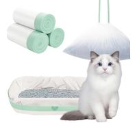 Bolsas Arenero Gatos XXL, Bolsas para Desechos de Gatos Antidesgarro con Cordón, Bolsa para Caja de Arena Gatos, Resistentes a Líquidos y Rasgaduras, 3 Rollos/60 Unidades, 58x35cm, Verde