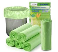 Bolsas Basura, 120 Bolsas para Residuos de Alimentos, Bolsa Basura 10L, Bolsas Compostables para Compost, Bolsas de Basura para Cocina y Oficina Recicladas y Degradables, 45 x 50 cm, Verdes