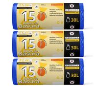 Bolsas Basura, Bolsas Basura 30L, Resistentes, Aptas para Cubos de Basura de 30L, Antigoteo, Bolsas con Autocierre Fácil, Apta para Todo Tipo de Desechos, 55x60 cm - Ofituria (15 bolsas, 30L)