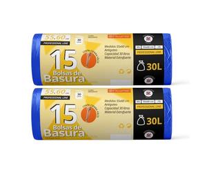 Bolsas Basura, Bolsas Basura 30L, Resistentes, Aptas para Cubos de Basura de 30L, Antigoteo, Bolsas con Autocierre Fácil, Apta para Todo Tipo de Desechos, 55x60 cm - Ofituria (30 bolsas, 30L)