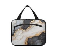 Bolsas colgantes de mármol negro y dorado para mujer con gancho, bolsa de maquillaje plegable de diseñador para artículos esenciales de viaje, cruceros, bolso de mano para hombre, Mármol negro y