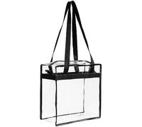 Bolsas Con Cadena Bolsas Transparentes, Bolsa de transporte transparente aprobada por el estadio con cremallera, Bolso de hombro con correa ajustable Bolsas de barco de alimentación, Negro ,