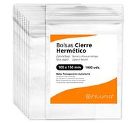 Bolsas con Cierre Hermético de Plástico Transparentes Ideales para Congelar Alimentos, Guarda Documentos, Bolsas Reutilizables y de Conservación - Ofituria (1000 Bolsas, 100 x 150 mm)