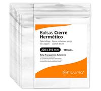 Bolsas con Cierre Hermético de Plástico Transparentes Ideales para Congelar Alimentos, Guarda Documentos, Bolsas Reutilizables y de Conservación - Ofituria (100 Bolsas, 220 x 310 mm)