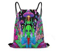 Bolsas con Cordón Arte Alucinante De Ovnis Alienígenas Bolsa De Cuerda Durable Bolsa De Cuerdas Ajustable Mochila Cuerdas para Vacaciones Gimnasio Natación