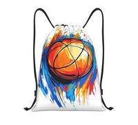 Bolsas con Cordón Baloncesto Vibrante Y Abstracto con Salpicaduras Bolsa De Cuerdas Luz Drawstring Bag Ajustable Mochila con Cordón para Natación Vacaciones Playa