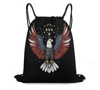 Bolsas con Cordón Bandera Estadounidense Y Águila Calva Mochila con Cordón Luz Mochila Cuerdas Plegable Drawstring Bag para Gimnasio Vacaciones Escuela