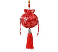 Bolsas con cordón, bolsas de brocado de seda china, bolsa de mujer, embalaje de joyas, monedero colgante de coche, borla (rojo)