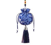 Bolsas con cordón, bolsas de brocado de seda china, bolsa de mujer, embalaje de joyería, monedero colgante de coche, borla (azul)