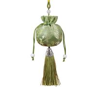 Bolsas con cordón, bolsas de brocado de seda china, bolsa de mujer, embalaje de joyería, monedero colgante de coche, borla (verde)