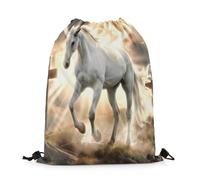 Bolsas con Cordón Caballo Corriendo Animal Salvaje Granja Caballos Fuertes Drawstring Bag Ajustable Bolsa De Cuerda Plegable Mochila Cuerdas para Gimnasio Playa Escuela