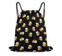 Bolsas con Cordón Cervezas con Estampado De Dibujos Animados, Amarillo Y Negro Bolsa De Cuerda Moda Mochila Cuerdas Ajustable Mochila con Cordón para Escuela Gimnasio Vacaciones
