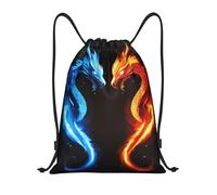 Bolsas con Cordón Choque Entre Serpientes Dragón Azules Y Naranjas Drawstring Bag Plegable Mochila con Cordón Ajustable Mochila Cuerdas para Gimnasio Escuela Vacaciones