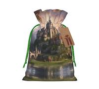 Bolsas con cordón con estampado de castillo de cuento de hadas, bolsas de regalo reutilizables con cordón, perfectas para vacaciones y fiestas