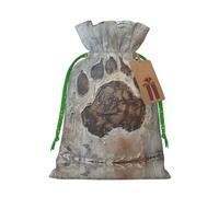 Bolsas con cordón con estampado de huellas de huellas, bolsas de regalo reutilizables con cordón, perfectas para vacaciones y fiestas
