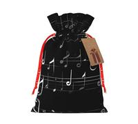 Bolsas con cordón con estampado de notas musicales negras, bolsas de regalo reutilizables con cordón, perfectas para vacaciones y fiestas