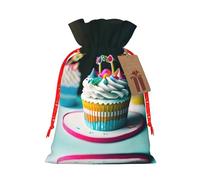 Bolsas con cordón con estampado de pasteles de feliz cumpleaños, bolsas de regalo reutilizables con cordón, perfectas para vacaciones y fiestas