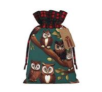 Bolsas con cordón de celosía con estampado de búhos mágicos, bolsas de regalo de Navidad, bolsas de regalo de fiesta