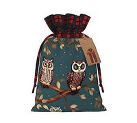 Bolsas con cordón de celosía con estampado de búhos mágicos, bolsas de regalo de Navidad, bolsas de regalo de fiesta