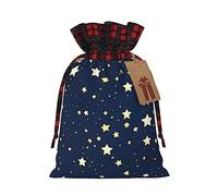 Bolsas con cordón de celosía con estampado de cielo azul marino y estrellas, bolsas de regalo de Navidad, bolsas de regalo de fiesta