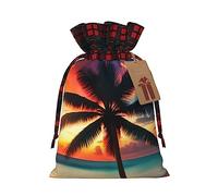 Bolsas con cordón de celosía con estampado de palmeras de playa tropical, bolsas de regalo de Navidad, bolsas de regalo de fiesta