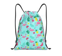 Bolsas con cordón de impresión floral bolsa de deporte bolsa de gimnasio bolsa de cordón bolsa de la cadena de compras, Fruta de helado de flamenco, S