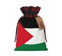 Bolsas con cordón de Navidad con estampado de bandera de Palestina, bolsas reutilizables para regalos de vacaciones, talla S