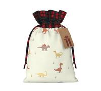 Bolsas con cordón de Navidad con estampado de dinosaurios lindos, bolsas reutilizables para regalos de vacaciones, talla M