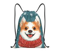 Bolsas con Cordón Divertido Patrón De Perro Corgi Bolsa De Cuerdas Durable Backpack Ajustable Mochila con Cordón para Gimnasio Playa Vacaciones