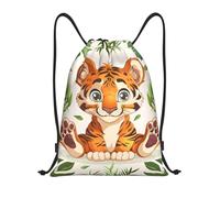 Bolsas con Cordón Divertido Patrón De Tigre Drawstring Bag Durable Backpack Ajustable Mochila con Cordón para Playa Gimnasio Natación