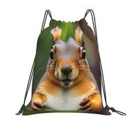 Bolsas con Cordón Estampado Animal Divertido De Ardilla Bolsa De Cuerdas Plegable Mochila con Cordón Ajustable Drawstring Bag para Gimnasio Escuela Playa