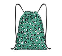 Bolsas con Cordón Estampado De Leopardo Verde Lindo Mochila Cuerdas Ajustable Mochila con Cordón Moda Drawstring Bag para Escuela Gimnasio Natación