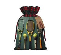 Bolsas con cordón estampado de pelotas de tenis y raquetas de tenis, bolsa de bocadillos de caramelos, bolsas reutilizables para envolver y almacenar, S