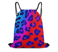 Bolsas con Cordón Estampado Psicodélico De Leopardo Y Guepardo En Rojo, Rosa, Morado Y Azul Cuerdas Ajustable Mochila con Cordón Luz Drawstring Bag para Natación Vacaciones Gimnasio