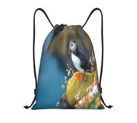 Bolsas con Cordón Fotografía De Un Frailecillo Colorido sobre Una Roca. Bolsa De Cuerda Plegable Mochila con Cordón Moda Mochila Cuerdas para Vacaciones Gimnasio Natación