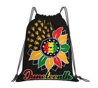 Bolsas con Cordón Girasol del 19 De Junio Historia Negra Afroamericana Bolsa De Cuerdas Ajustable Mochila con Cordón Plegable Drawstring Bag para Natación Vacaciones Gimnasio